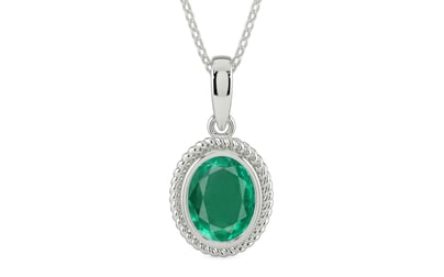 Sterling Silver Emerald Pendant Rare Quality (P7)