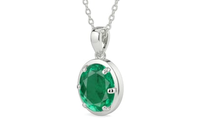 Sterling Silver Emerald Pendant Rare Quality (P8)