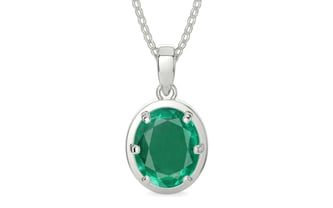 Sterling Silver Emerald Pendant Rare Quality (P8)