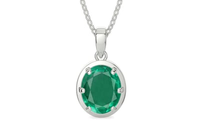 Sterling Silver Emerald Pendant Rare Quality (P8)