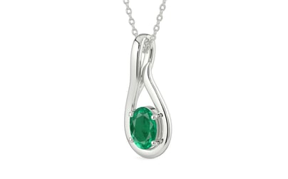 Sterling Silver Emerald Pendant Rare Quality (P9)