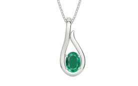 Sterling Silver Emerald Pendant Rare Quality (P9)