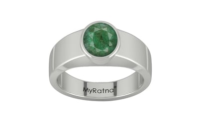 Sterling Silver Emerald Ring Fine Quality (R10)