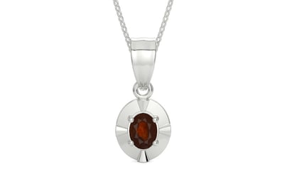 Sterling Silver Hessonite Garnet Pendant Fine Quality (P11)