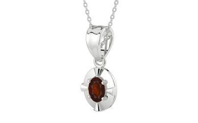 Sterling Silver Hessonite Garnet Pendant Fine Quality (P11)