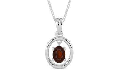 Sterling Silver Hessonite Garnet Pendant Fine Quality (P2)