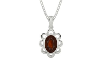 Sterling Silver Hessonite Garnet Pendant Fine Quality (P3)