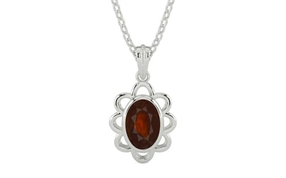 Sterling Silver Hessonite Garnet Pendant Fine Quality (P3)