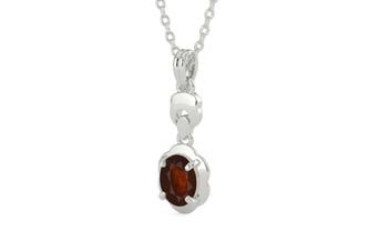 Sterling Silver Hessonite Garnet Pendant Fine Quality (P6)