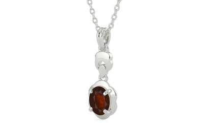 Sterling Silver Hessonite Garnet Pendant Fine Quality (P6)
