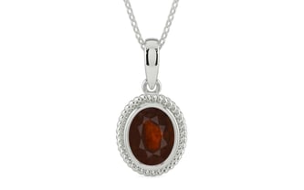 Sterling Silver Hessonite Garnet Pendant Fine Quality (P7)