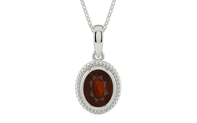 Sterling Silver Hessonite Garnet Pendant Fine Quality (P7)