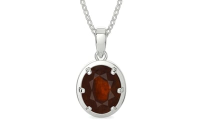 Sterling Silver Hessonite Garnet Pendant Fine Quality (P8)