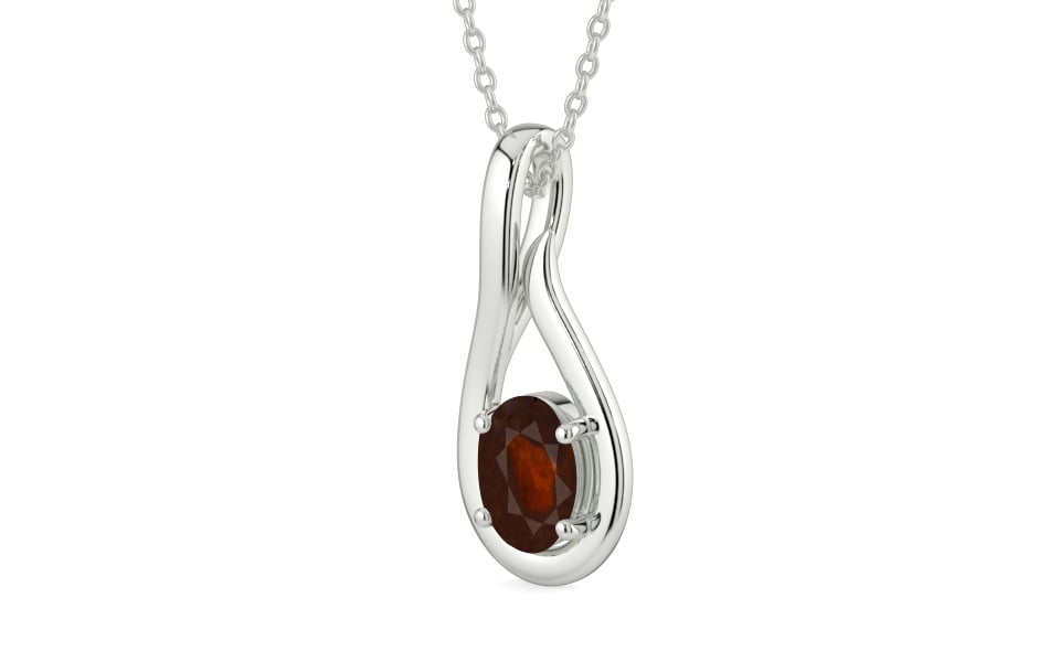 Sterling Silver Hessonite Garnet Pendant Fine Quality (P9)