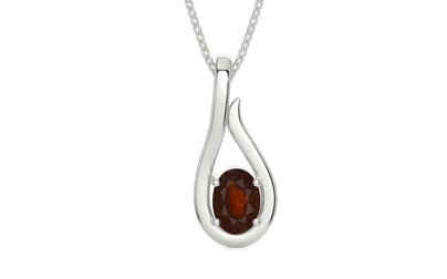Sterling Silver Hessonite Garnet Pendant Fine Quality (P9)