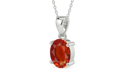 Sterling Silver Hessonite Garnet Pendant Limited Quality (P10)