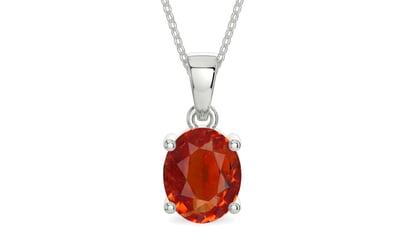 Sterling Silver Hessonite Garnet Pendant Limited Quality (P10)