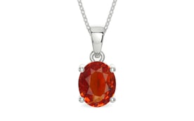 Sterling Silver Hessonite Garnet Pendant Limited Quality (P10)