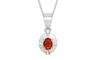 Sterling Silver Hessonite Garnet Pendant Limited Quality (P11)