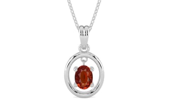 Sterling Silver Hessonite Garnet Pendant Limited Quality (P2)