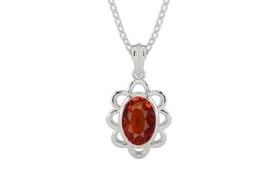 Sterling Silver Hessonite Garnet Pendant Limited Quality (P3)