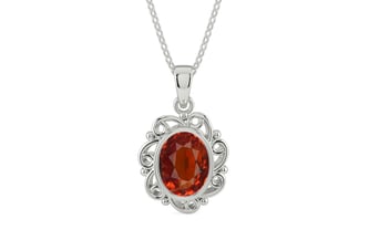 Sterling Silver Hessonite Garnet Pendant Limited Quality (P5)