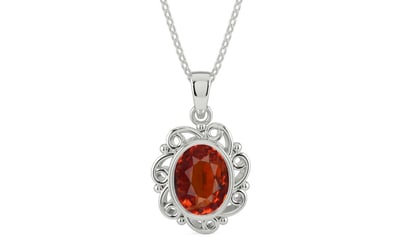 Sterling Silver Hessonite Garnet Pendant Limited Quality (P5)