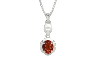 Sterling Silver Hessonite Garnet Pendant Limited Quality (P6)