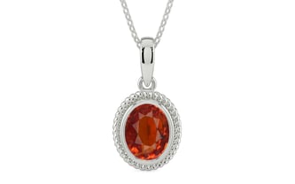 Sterling Silver Hessonite Garnet Pendant Limited Quality (P7)