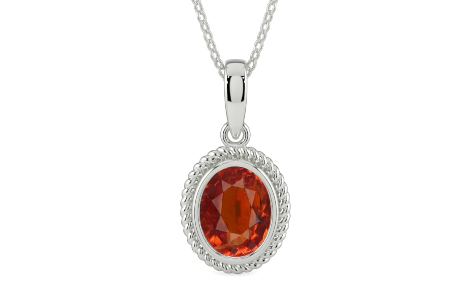 Sterling Silver Hessonite Garnet Pendant Limited Quality (P7)