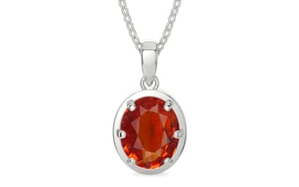 Sterling Silver Hessonite Garnet Pendant Limited Quality (P8)
