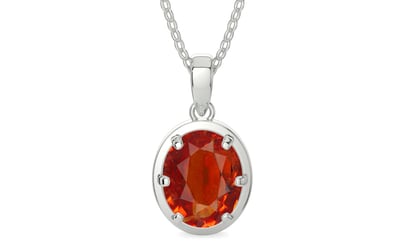Sterling Silver Hessonite Garnet Pendant Limited Quality (P8)