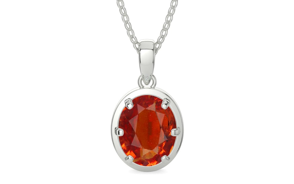 Sterling Silver Hessonite Garnet Pendant Limited Quality (P8)
