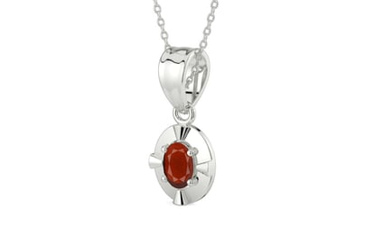 Sterling Silver Hessonite Garnet Pendant Prime Quality (P11)