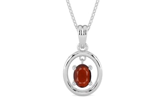 Sterling Silver Hessonite Garnet Pendant Prime Quality (P2)