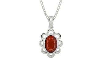 Sterling Silver Hessonite Garnet Pendant Prime Quality (P3)