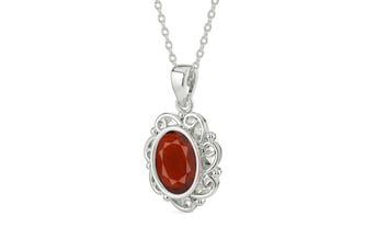 Sterling Silver Hessonite Garnet Pendant Prime Quality (P5)
