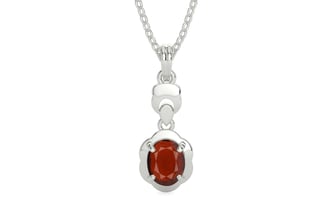 Sterling Silver Hessonite Garnet Pendant Prime Quality (P6)