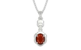 Sterling Silver Hessonite Garnet Pendant Prime Quality (P6)