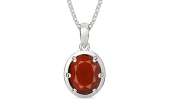 Sterling Silver Hessonite Garnet Pendant Prime Quality (P8)