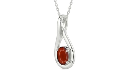 Sterling Silver Hessonite Garnet Pendant Prime Quality (P9)