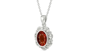 Sterling Silver Hessonite Garnet Pendant Rare Quality (P5)