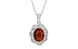 Sterling Silver Hessonite Garnet Pendant Rare Quality (P5)