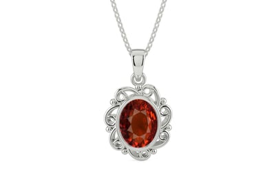 Sterling Silver Hessonite Garnet Pendant Rare Quality (P5)