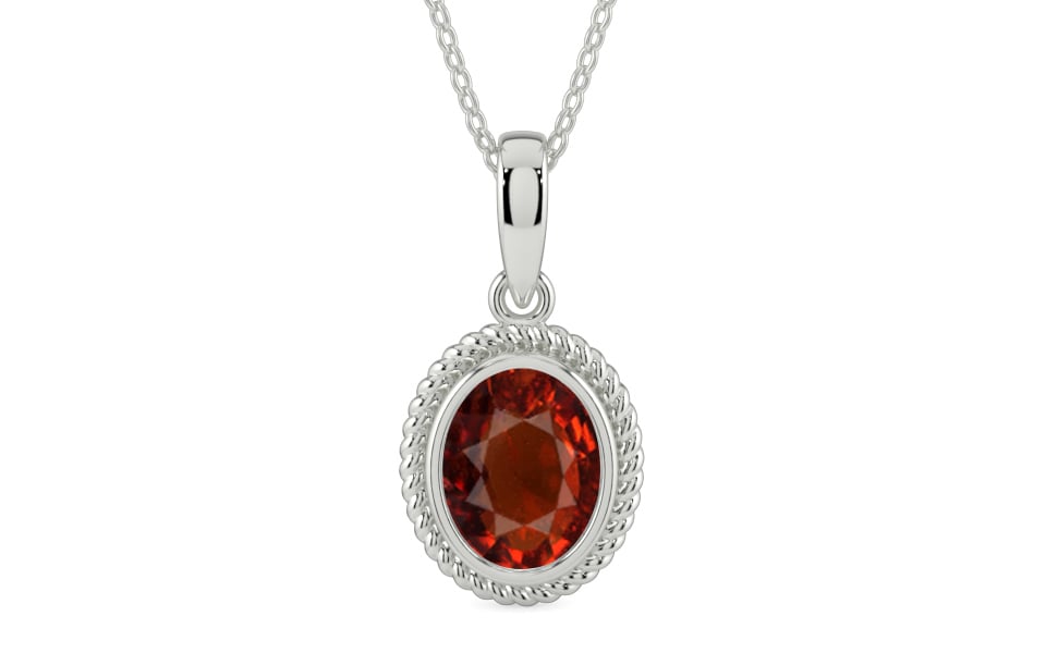 Sterling Silver Hessonite Garnet Pendant Rare Quality (P7)