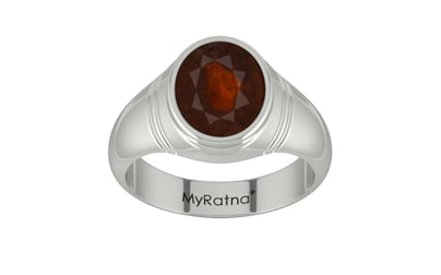 Sterling Silver Hessonite Garnet Ring Fine Quality (R7)