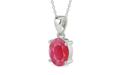 Sterling Silver Ruby Pendant Fine Quality (P10)