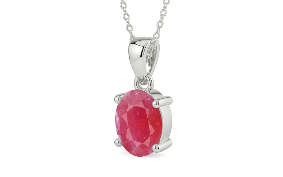 Sterling Silver Ruby Pendant Fine Quality (P10)