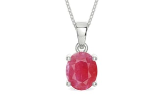 Sterling Silver Ruby Pendant Fine Quality (P10)