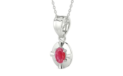 Sterling Silver Ruby Pendant Fine Quality (P11)